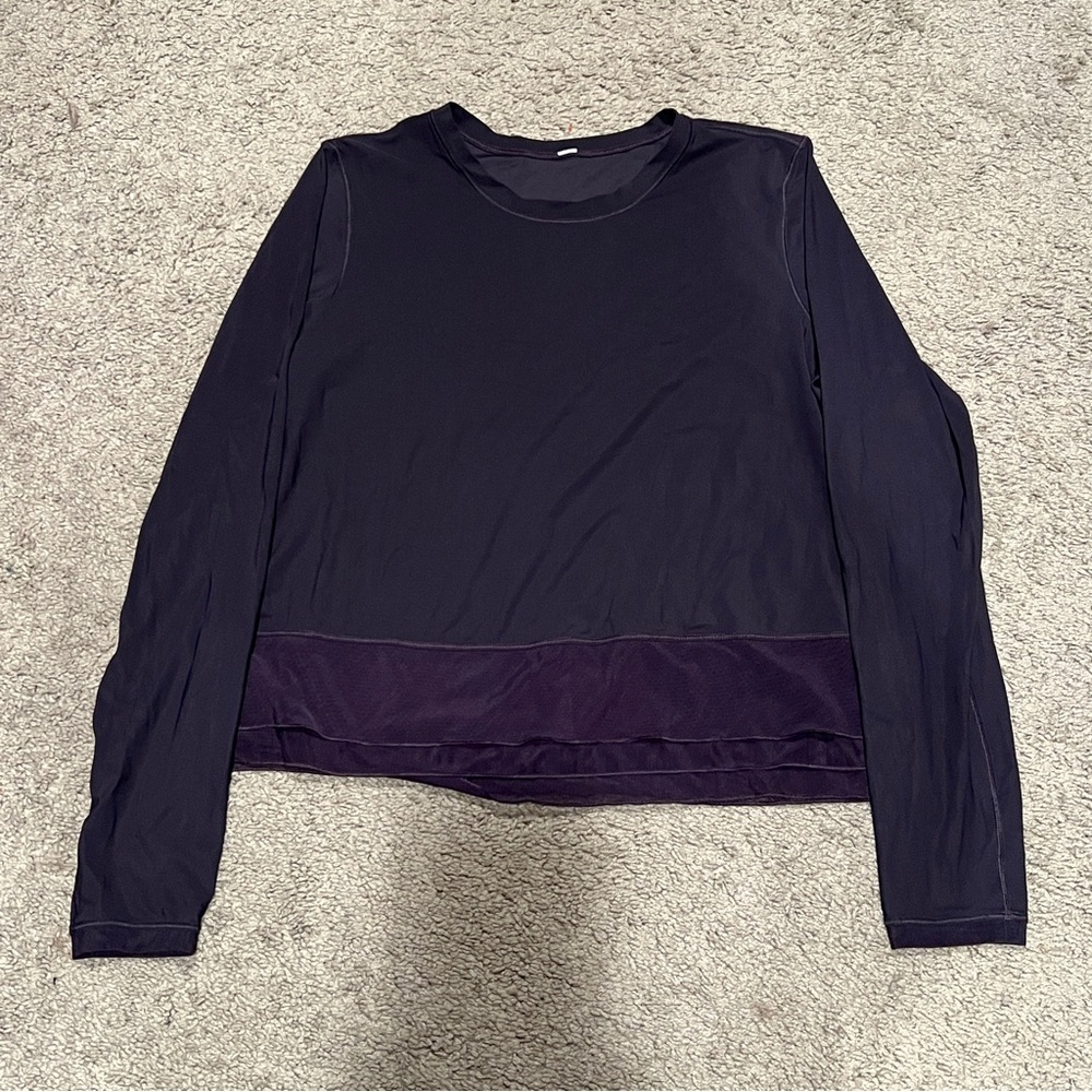 $88 Lululemon Sole Training Long Sleeve (UV Protection) Black Grape est. size 6